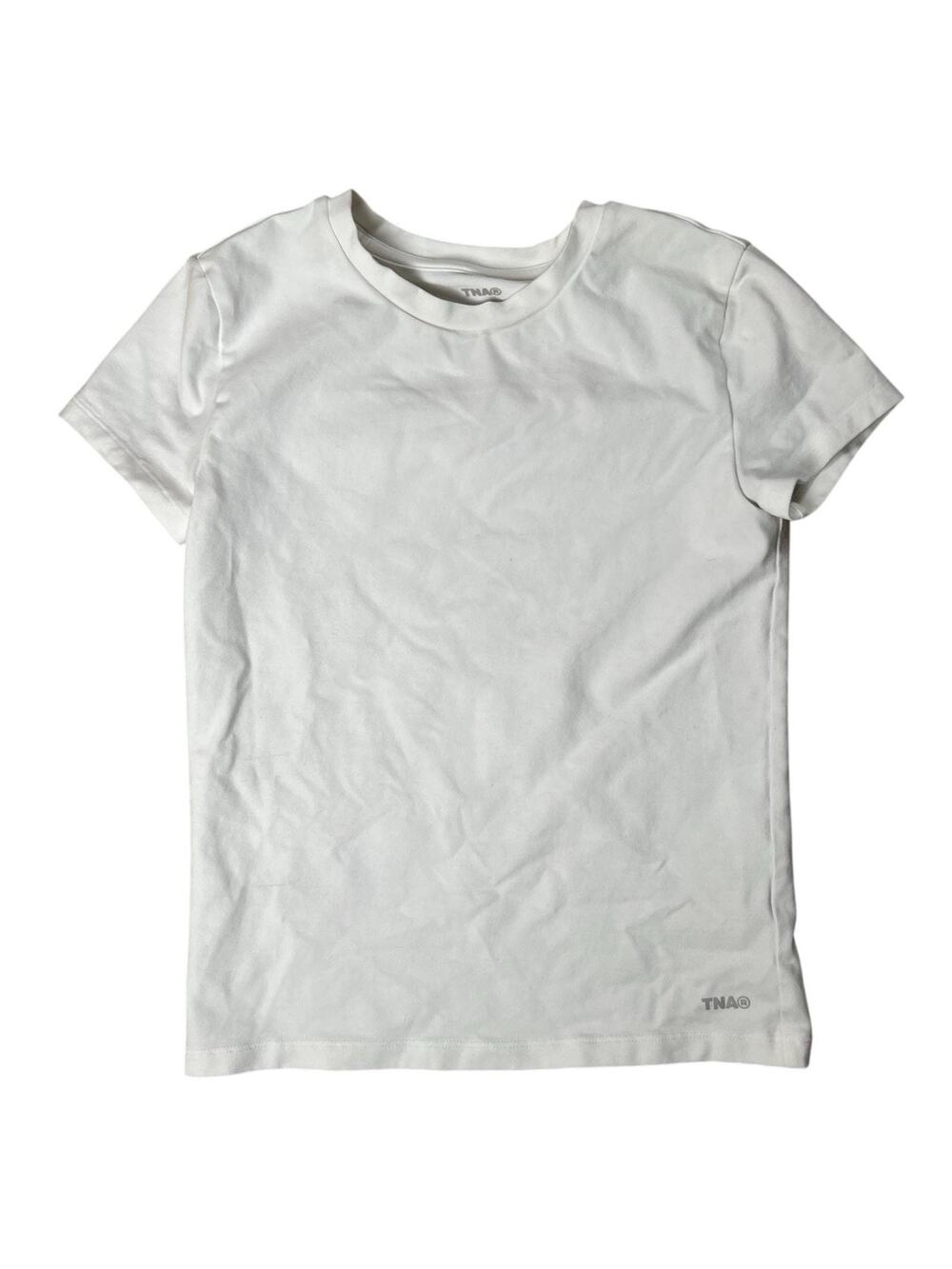 Tna T-Shirt Womens 2XS White Crew Neck Jersey Slim Stretch Tagless Casual